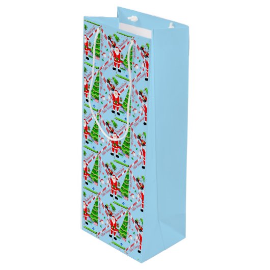 クリスマスツリーによるサンタゴルフ ワインギフトバッグ (正面アングル)