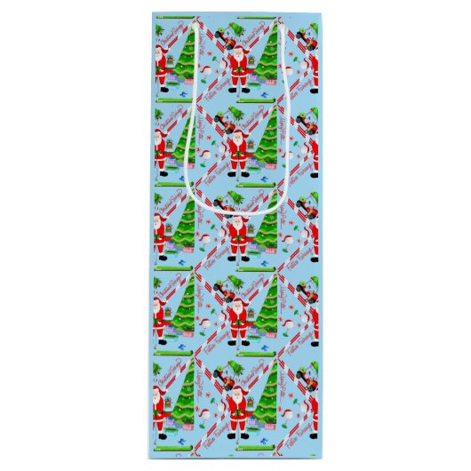 クリスマスツリーによるサンタゴルフ ワインギフトバッグ (正面)