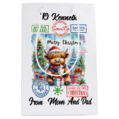 クリスマスツリーによるハイランドカウサイプスバイクリスマスツリー ミディアムペーパーバッグ (正面)