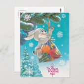 クリスマスツリーにキャンディーを飾ったウサギ、ヴィンテージ ポストカード (正面/裏面)