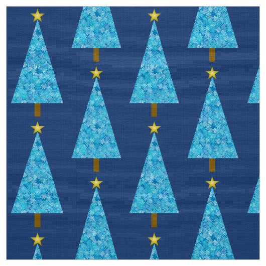 クリスマスツリーにモダン咲く青い花 ファブリック (見本)