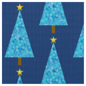 クリスマスツリーにモダン咲く青い花 ファブリック (クローズアップ)