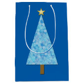 クリスマスツリーにモダン咲く青い花 ミディアムペーパーバッグ (正面)