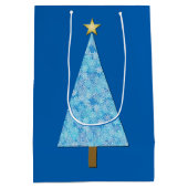 クリスマスツリーにモダン咲く青い花 ミディアムペーパーバッグ (裏面)