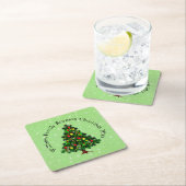 クリスマスツリーに一致する名前文字の変更 スクエアペーパーコースター (インサイチュ)