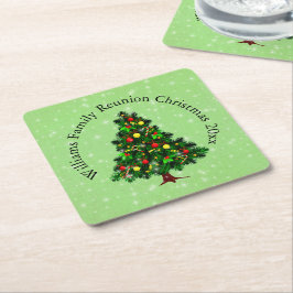クリスマスツリーに一致する名前文字の変更 スクエアペーパーコースター
