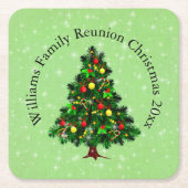 クリスマスツリーに一致する名前文字の変更 スクエアペーパーコースター (正面)