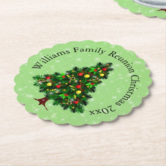 クリスマスツリーに一致する名前文字の変更 ペーパーコースター (アングル)