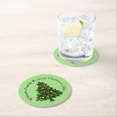 クリスマスツリーに一致する名前文字の変更 ラウンドペーパーコースター (インサイチュ)