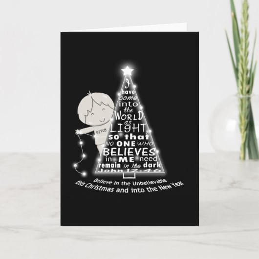 クリスマスツリーに明かりを灯す カード (正面)