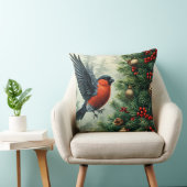 クリスマスツリーに止飾まるブルフィンチ クッション (椅子)