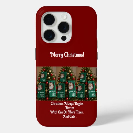 クリスマスツリーに猫のタオル、写真、ユーモア Case-Mate iPhoneケース (裏面)