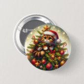 クリスマスツリーに登場するかわいい猫 缶バッジ (正面&裏面)