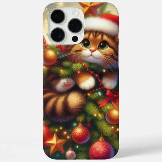 クリスマスツリーに登場するかわいい猫 Case-Mate iPhoneケース (裏面)