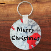 クリスマスツリーに赤いテディベア キーホルダー (正面)