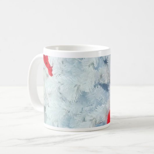 クリスマスツリーに赤いテディベア コーヒーマグカップ (正面左)