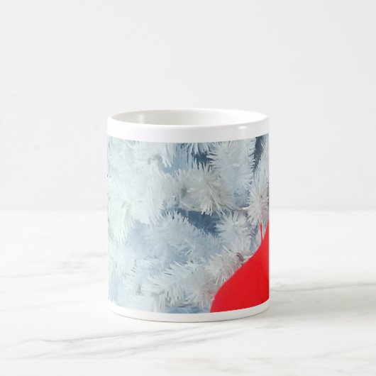 クリスマスツリーに赤いテディベア コーヒーマグカップ (中央)