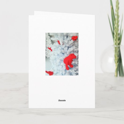 クリスマスツリーに赤いテディベア シーズンカード (裏面)