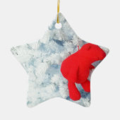 クリスマスツリーに赤いテディベア セラミックオーナメント (正面)