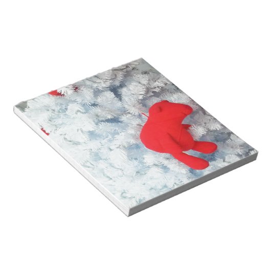 クリスマスツリーに赤いテディベア ノートパッド (アングル)