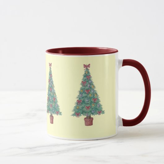 クリスマスツリーに赤い弓のベルを飾る マグカップ (右)