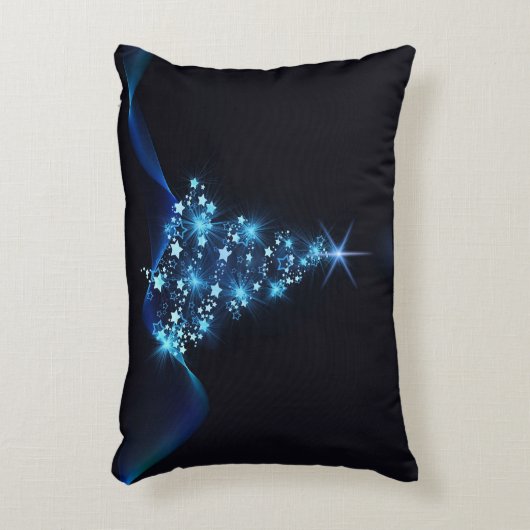 クリスマスツリーに輝く星の青い輝き アクセントクッション (正面(垂直))