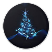 クリスマスツリーに輝く星の青い輝き セラミックノブ (正面)