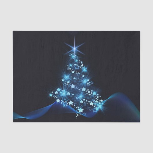 クリスマスツリーに輝く星の青い輝き 薄葉紙 (正面)