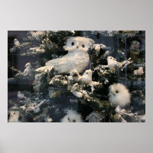クリスマスツリーに飾るフクロウ ポスター (正面)