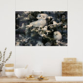 クリスマスツリーに飾るフクロウ ポスター (キッチン)