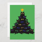 クリスマスツリーに黒い猫が絡み合うT-Sh 招待状 (正面/裏面)