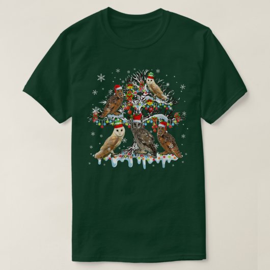 クリスマスツリーに5つのサンタフールクリスマス軽雪 Tシャツ (デザイン正面)