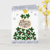 クリスマスツリーのあるクリスマスをお楽しみください カード (黄色い花)