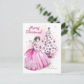 クリスマスツリーのあるクリスマスエンジェル ポストカード (スタンド正面)