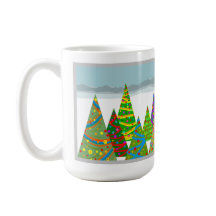 クリスマスツリーのある冬の風景
