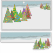 クリスマスツリーのある冬の風景 シール (正面)
