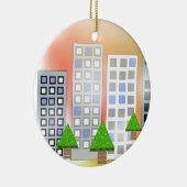クリスマスツリーのある摩天楼 セラミックオーナメント (右)