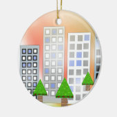 クリスマスツリーのある摩天楼 セラミックオーナメント (左)