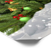 クリスマスツリーのある森の鹿のホリデーポスター ポスター (角)