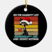 クリスマスツリーのいけな上の不機嫌な猫 セラミックオーナメント (正面)