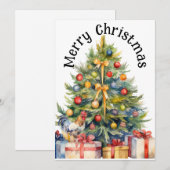 クリスマスツリーのいる陽気なクリスマス鶏 シーズンカード (正面/裏面)