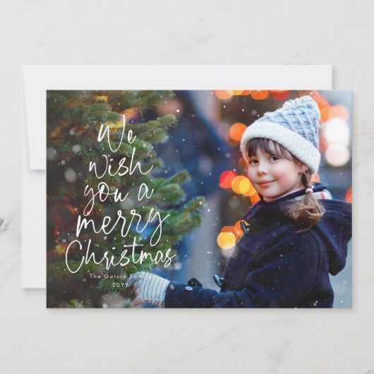 クリスマスツリーのかわいいタイポグラフィ 赤色 2枚の写真 シーズンカード (正面)