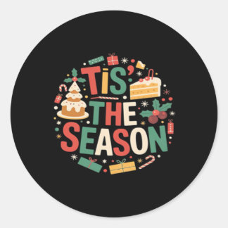 クリスマスツリーのかわいいデザイン - Tis The Season ラウンドシール