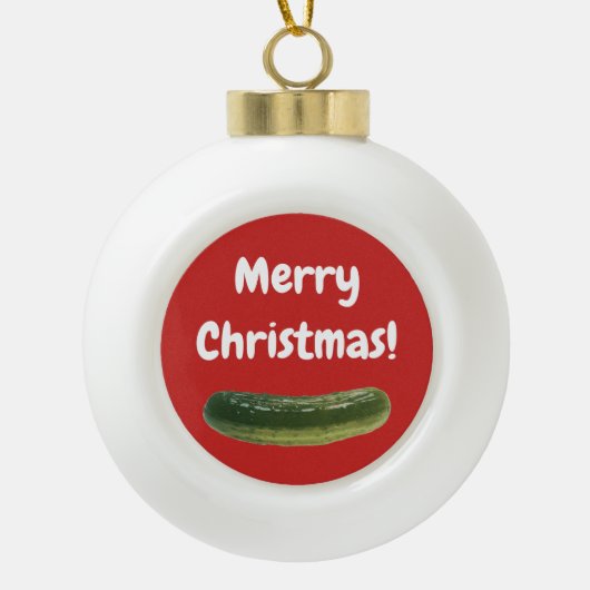 クリスマスツリーのためのクリスマスのピクルスのオーナメント セラミックボールオーナメント (正面)