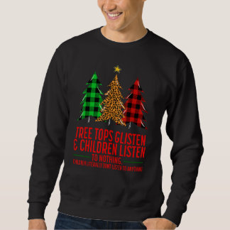 クリスマスツリーのてっぺんが輝き子供達は話を聞いて スウェットシャツ