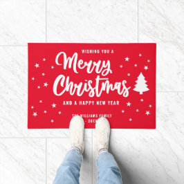 クリスマスツリーのない家族の名前 メリークリスマス ドアマット