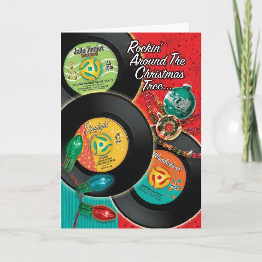 クリスマスツリーのまわりにのクリスマスカードのロックイン シーズンカード (正面)