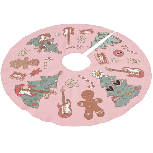 クリスマスツリーのまわりにのグルーヴィの岩 ブラッシュドポリエステルツリースカート (アングル)