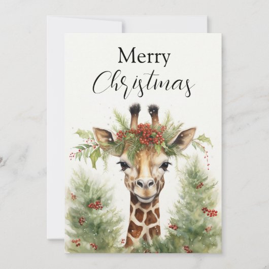 クリスマスツリーのまわりにをギラフで飾ること シーズンカード (正面)