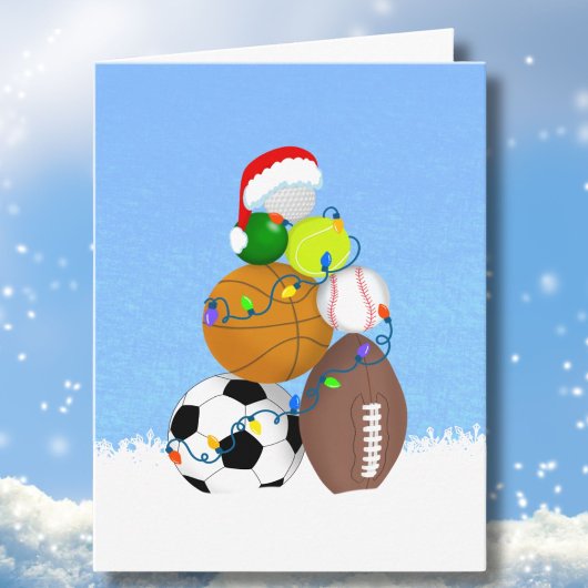 クリスマスツリーのように積まれたスポーツボール カード